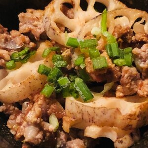 甘辛タレで☆挽き肉とレンコンの甘辛炒め